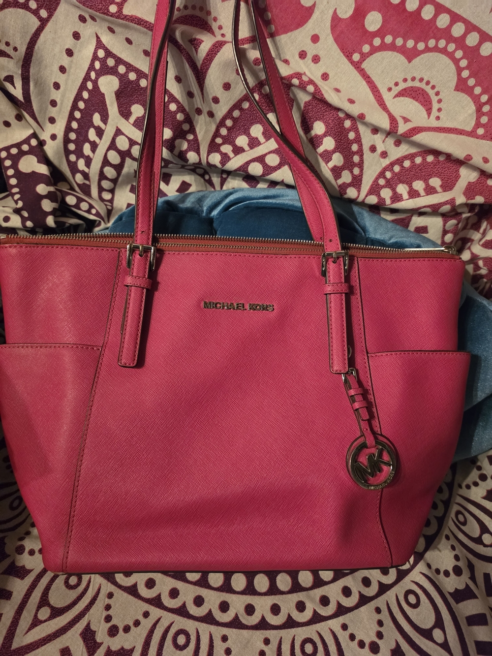 Michael Kors Bright Pink Saffiano Leather Tote